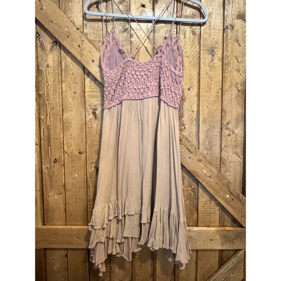 Free People Mauve Pink Lace Dress M flowy bohemian boho flare summer spring - Picture 3 of 5